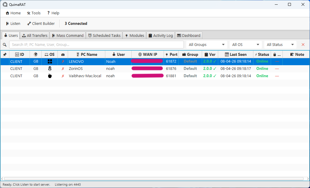 Users Panel & Context Menu